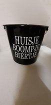 Emmer - Tekst - 5 liter - Zwart - Huisje, Boompje, Biertje