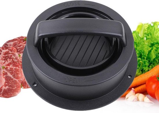 Hamburgerpers - Gemaakt van hoogwaardig materiaal - vaatwasmachinebestendig - anti-plak - zwart - Afbeelding 2