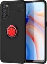 Voor OPPO RENO 4 metalen ringhouder 360 graden roterende TPU-hoes (zwart + rood)