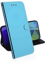 Voor OnePlus 9 Lmitated Mirror Surface Horizontale Flip Leather Case met houder & kaartsleuven & portemonnee & lanyard (blauw)
