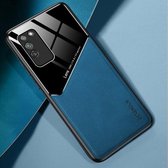 Voor Huawei Honor X10 5G All-inclusive leer + beschermhoes van organisch glas met metalen ijzeren plaat (koningsblauw)