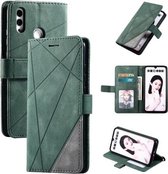 Voor Huawei Honor 10 Lite Skin Feel Splicing Horizontale lederen flip case met houder & kaartsleuven & portemonnee & fotolijst (groen)