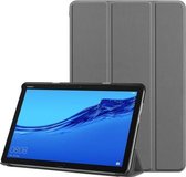 Voor Huawei MediaPad M5 Lite 10,0 inch Custer-patroon Pure kleur Horizontale flip lederen tas met drie-vouwbare houder en met slaap- / wekfunctie (grijs)