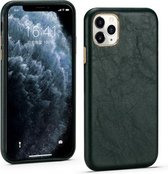 Lamsvachttextuur Vierhoekige volledige dekking Leer + metalen beschermhoes voor iPhone 11 Pro Max (groen)