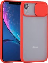 Sliding Camera Cover Design TPU beschermhoes voor iPhone XR (rood)