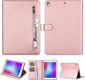 Voor iPad 9.7 inch Universele Tablet Mode Kalfsstructuur Rits Horizontale Flip Leren Case met Standaard & Kaartsleuven & Portemonnee & Wek- / Slaapfunctie (Rose Goud)