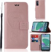 Voor vivo Y70 Windgong Uil Embossing Patroon Horizontale Flip Leren Case met Houder & Kaartsleuven & Portemonnee (Rose Goud)