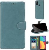 Voor Alcatel 1S (2021) Retro Frosted Horizontale Flip PU lederen tas met houder & kaartsleuven & portemonnee & fotolijst (blauw)