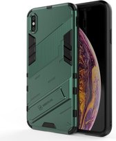 Punk Armor 2 in 1 PC + TPU schokbestendig hoesje met onzichtbare houder voor iPhone XS Max (groen)