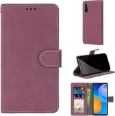 Voor Huawei P Smart 2021 / Y7a Retro Frosted Horizontale Flip PU lederen hoes met houder & kaartsleuven & portemonnee & fotolijst (Rose Red)