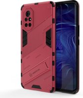 Voor Huawei Nova 8 Punk Armor 2 in 1 PC + TPU schokbestendig hoesje met onzichtbare houder (rozerood)