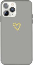 Voor iPhone 11 Pro Max Golden Love-heart Pattern Colorful Frosted TPU telefoon beschermhoes (grijs)