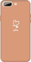 Voor iPhone 8 Plus / 7 Plus Love-heart Letter Pattern Colorful Frosted TPU telefoon beschermhoes (Coral Orange)