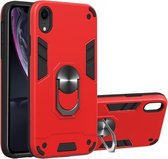 Voor iPhone XR 2 in 1 Armor Series PC + TPU beschermhoes met ringhouder (rood)