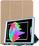 Voor iPad 10.2 Honingraatventilatie Opvouwbare Vervorming Horizontale Flip PU-lederen hoes met 3-vouwhouder & pennensleuf & Smart Sleep / Wake-up (goud)
