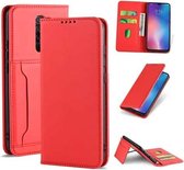 Voor Xiaomi Redmi 9 Sterk magnetisme Schokbestendig Horizontaal Flip Vloeistofgevoel lederen tas met houder & kaartsleuven & portemonnee (rood)