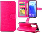 Voor Geschikt voor Xiaomi Mi10T 5G / 10T Pro 5G Crazy Horse Textuur Lederen Horizontale Flip Beschermhoes met Houder & Kaartsleuven & Portemonnee & Fotolijst (Magenta)