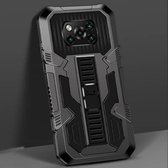 Voor Geschikt voor Xiaomi Poco X3 Vanguard Warrior All-inclusive tweekleurige schokbestendige TPU + pc-beschermhoes met houder (zwart)