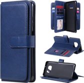 Voor Xiaomi Poco X3 NFC Multifunctionele Magnetische Koperen Gesp Horizontale Flip Leren Case met Beugel & 10 Kaartsleuven & Portemonnee & Fotolijst (Donkerblauw)