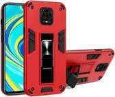 Voor Xiaomi Redmi Note 9S 2 in 1 PC + TPU schokbestendige beschermhoes met onzichtbare houder (rood)