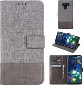 Voor LG V50 MUXMA MX102 Horizontale flip canvas lederen tas met standaard & kaartsleuf & portemonnee-functie (grijs)