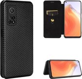 Voor Geschikt voor Xiaomi Mi 10T Carbon Fiber Texture Magnetische Horizontale Flip TPU + PC + PU Leather Case met Card Slot (Black)