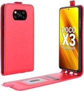 Voor Geschikt voor Xiaomi Poco X3 / X3 NFC R64 Textuur Enkele Verticale Flip lederen beschermhoes met kaartsleuven en fotolijst (rood)