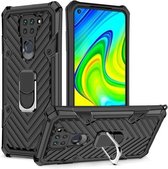 Voor Xiaomi Redmi Note 9 Cool Armor PC + TPU schokbestendig hoesje met 360 graden rotatie ringhouder (zwart)