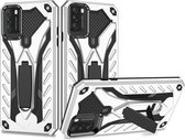 Voor Xiaomi Poco M3 schokbestendige TPU + pc-beschermhoes met houder (zilver)