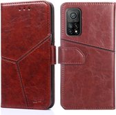 Voor Xiaomi Redmi K30S Geometrische stiksels Horizontale Flip TPU + PU lederen tas met houder & kaartsleuven & portemonnee (donkerbruin)