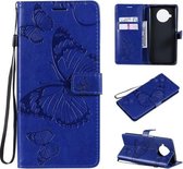 Voor Xiaomi Mi 10T Lite 3D vlinders reliëfpatroon horizontale flip lederen tas met houder & kaartsleuf & portemonnee (blauw)