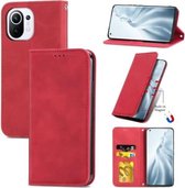 Voor Xiaomi Mi 11 Retro Skin Feel Business Magnetische horizontale flip lederen tas met houder & kaartsleuven & portemonnee & fotolijst (rood)