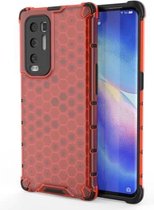 Voor OPPO Reno5 Pro + schokbestendige honingraat pc + TPU-hoes (rood)