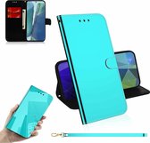 Voor Samsung Galaxy Note20 GeÃ¯miteerd Spiegeloppervlak Horizontale Flip Leren Case met Houder & Kaartsleuven & Portemonnee & Lanyard (Mintgroen)