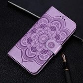 Mandala-reliëfpatroon Horizontale lederen flip-hoes voor Xiaomi Redmi 7A, met houder & kaartsleuven & portemonnee & fotolijst & lanyard (paars)