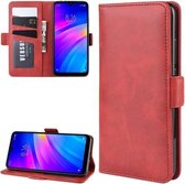 Voor Xiaomi Redmi 7 / Redmi Y3 Dubbele gesp Crazy Horse Zakelijke mobiele telefoon Holster met kaart Portemonnee Beugel Functie (rood)