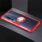 Voor Geschikt voor Xiaomi Mi 10/10 Pro schokbestendig transparant TPU + acryl beschermhoes met ringhouder (rood)