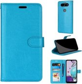 Voor LG K31 / Aristo5 / Aristo 5 Plus Pure Color Horizontale Flip PU lederen tas met houder & kaartsleuven & portemonnee & fotolijst (blauw)