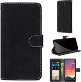 Voor Nokia C2 Retro Frosted Horizontale Flip PU lederen tas met houder & kaartsleuven & portemonnee & fotolijst (zwart)