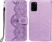 Voor Samsung Galaxy S20 Plus Flower Vine Embossing Pattern Horizontale Flip Leather Case met Card Slot & Holder & Wallet & Lanyard (Purple)