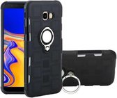 Voor Galaxy J4 Core 2 in 1 Cube PC + TPU beschermhoes met 360 graden draaien zilveren ringhouder (zwart)