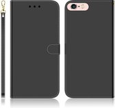 Voor iPhone 6 Plus / 6s Plus Geïmiteerd Spiegeloppervlak Horizontale Flip Leren Case met Houder & Kaartsleuven & Portemonnee & Lanyard (Zwart)