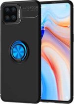 Voor OPPO F17 Pro metalen ringhouder 360 graden roterende TPU-hoes (zwart + blauw)