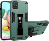 Voor Samsung Galaxy A31 2 in 1 pc + TPU schokbestendige beschermhoes met onzichtbare houder (donkergroen)