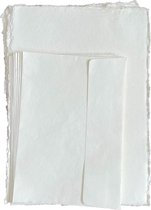 Set van 10 vel A4 met schepranden en 10 enveloppen, ivoorkleurig katoenpapier