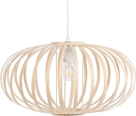 Beliani HAVEL - Lampe à suspension - Couleur bois clair - Bois de bambou