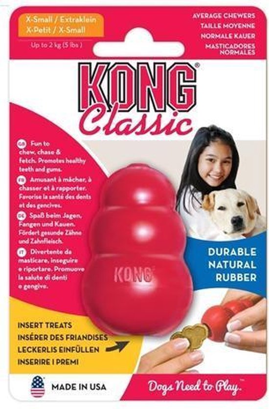 KONG Classic - Snackbal Honden Speelgoed - Rubber - 10.16cm - Rood - Maat L