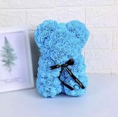Rozen teddybeer van blauwe kunstrozen van 40cm incl. Giftbox Valentijnsdag /Moederdag /Verjaardag/ rose bear/ bloemen beer / teddy beer