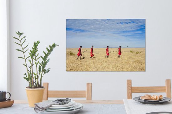 Kényans dans la savanne près de la zone du Masai Mara au Kenya Toile 60x40 cm - Tirage photo sur toile (Décoration murale salon / chambre)
