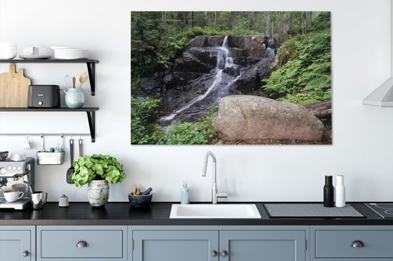Cascade dans les forêts du parc national de Skuleskogen en Suède Toile 120x80 cm - Tirage photo sur toile (Décoration murale salon / chambre)